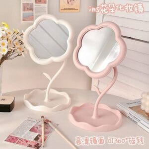 floral makeup mirror with rotating stand